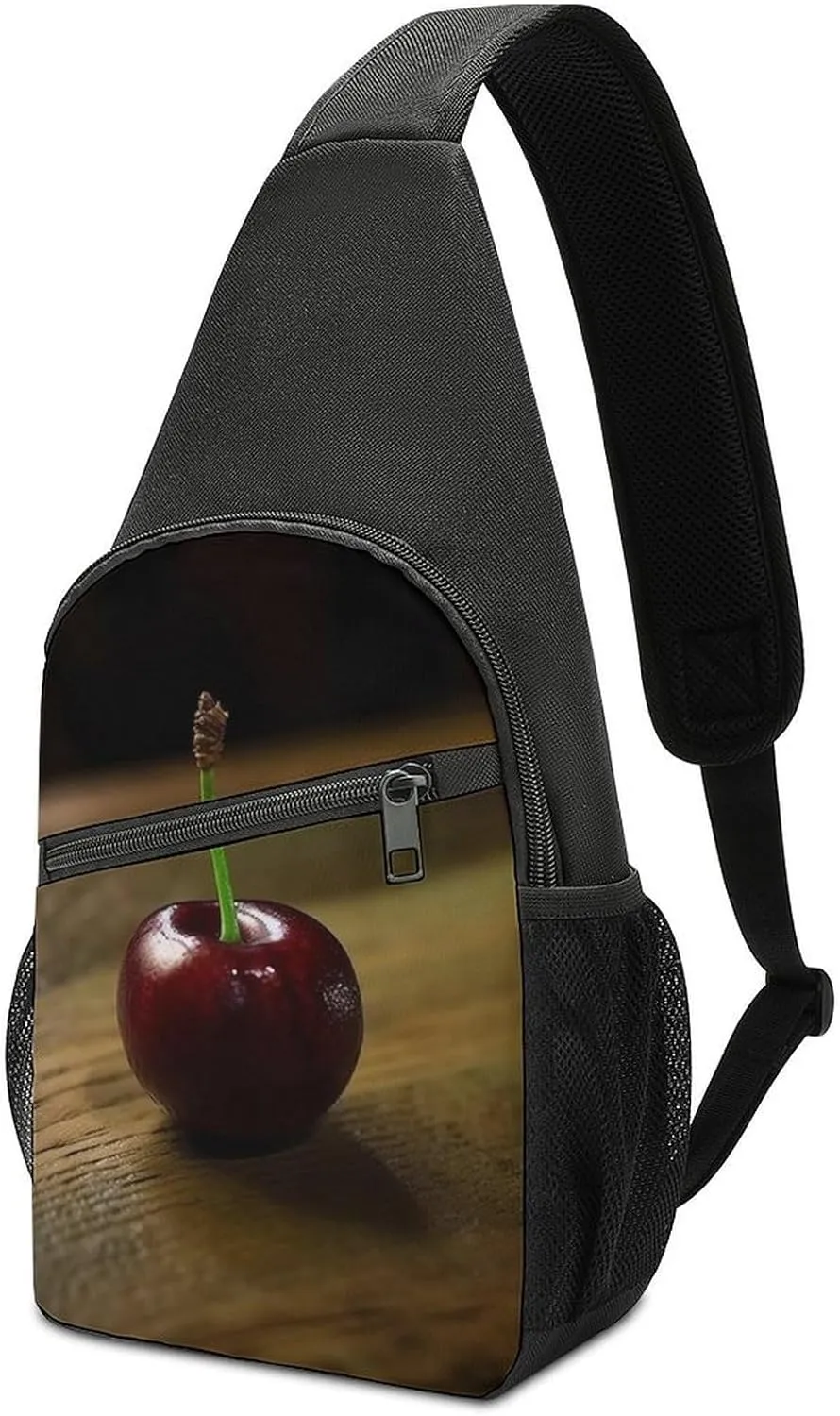 Sling Bag for Women Men Crossbody Bag Chest Bag Cherry on The Table Sling Backpack Fanny Packs Travel Hiking Daypack