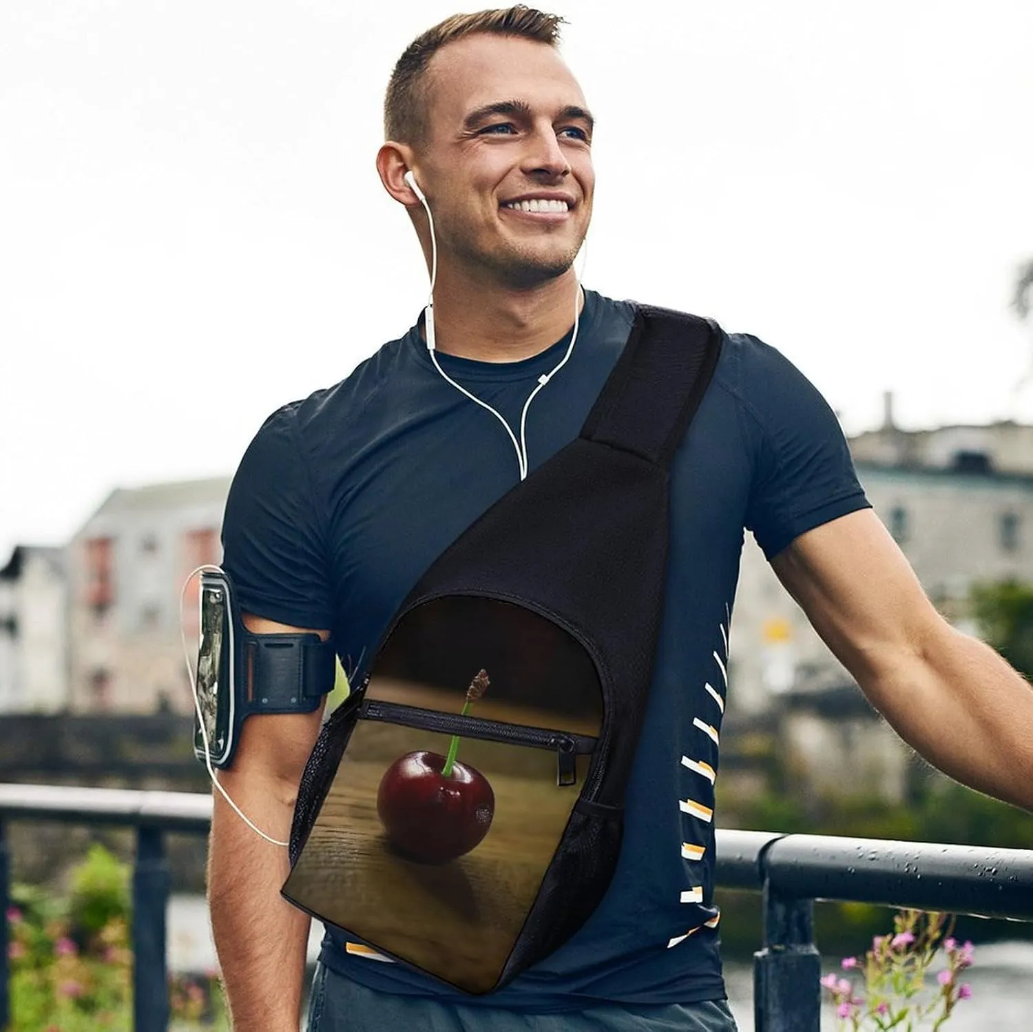 Sling Bag for Women Men Crossbody Bag Chest Bag Cherry on The Table Sling Backpack Fanny Packs Travel Hiking Daypack