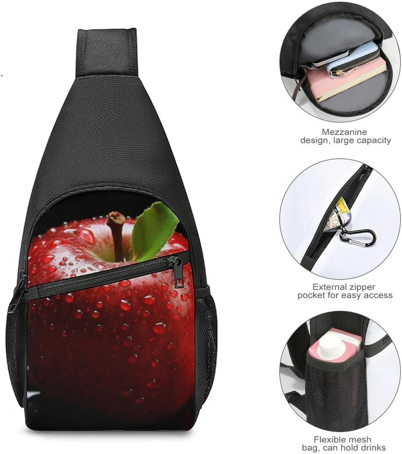 Sling Bag for Women Men Crossbody Bag Chest Bag Red Fruit Sling Backpack Fanny Packs Travel Hiking Daypack