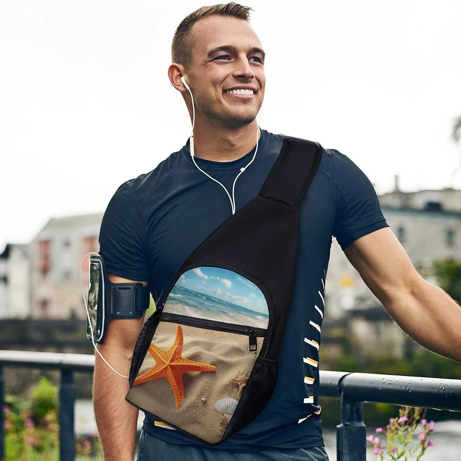Sling Bag for Women Men Crossbody Bag Chest Bag Saguaros at Sunset Sling Backpack Fanny Packs Travel Hiking Daypack