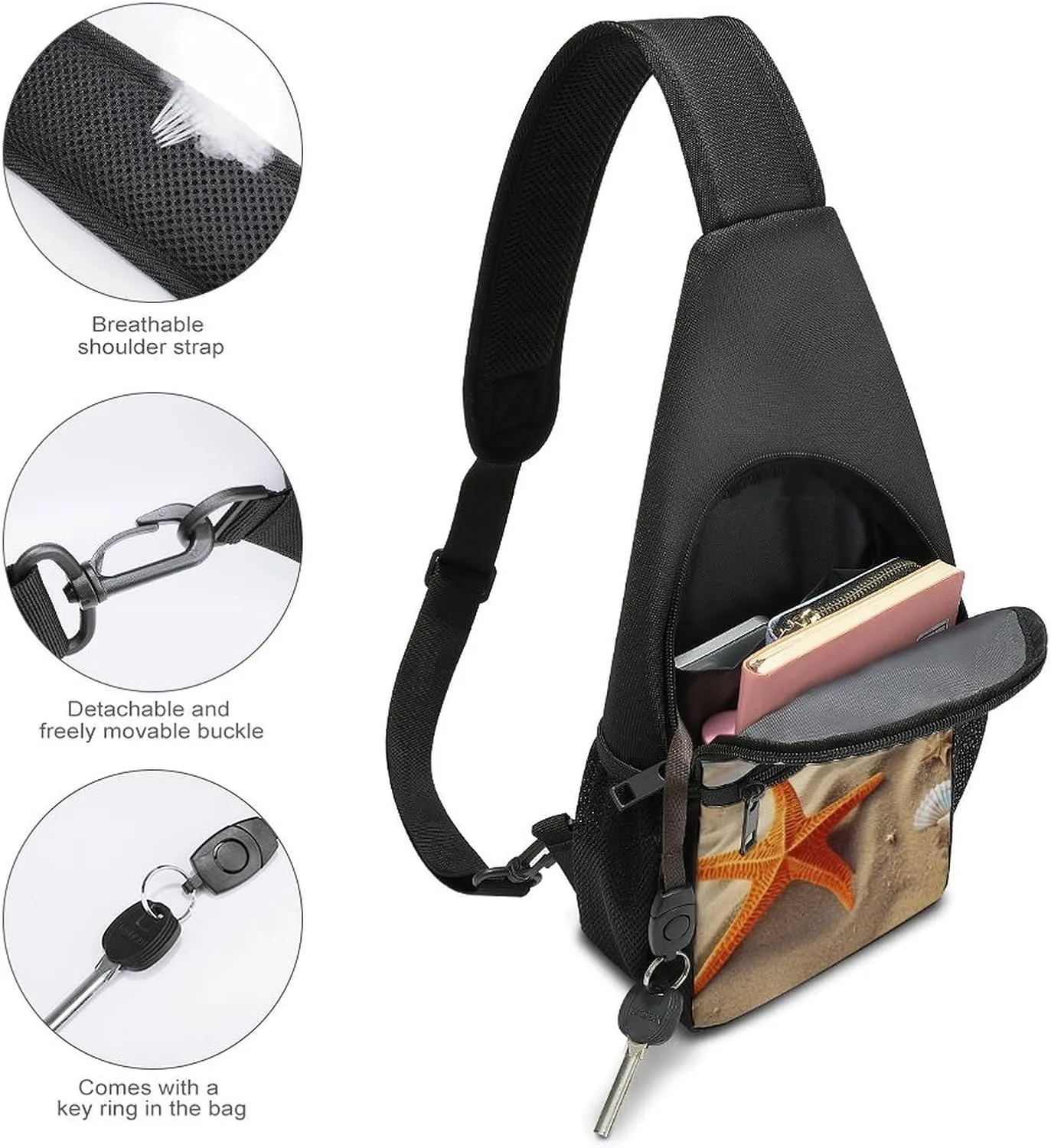 Sling Bag for Women Men Crossbody Bag Chest Bag Saguaros at Sunset Sling Backpack Fanny Packs Travel Hiking Daypack