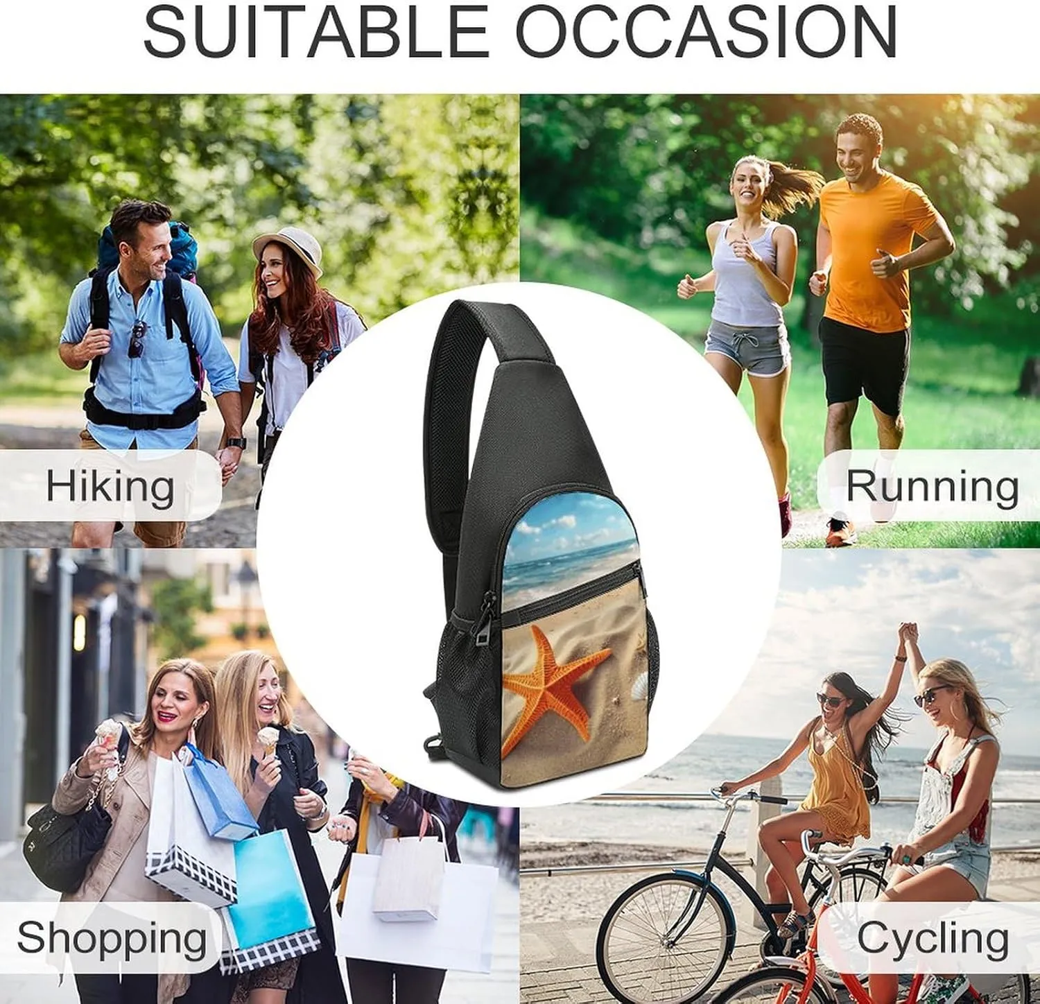 Sling Bag for Women Men Crossbody Bag Chest Bag Saguaros at Sunset Sling Backpack Fanny Packs Travel Hiking Daypack