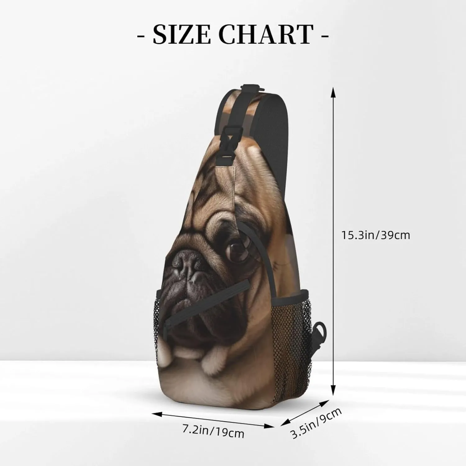 Sling Bag for Women Men Crossbody Bag Small Sling Backpack Animal Pug Dog Chest Bag Hiking Daypack
