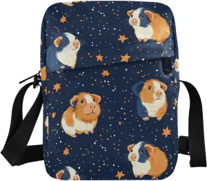 Sling Bag Stars Guinea Pig Print for Women Men, Small Crossbody Bags Purse with Phone Card Passport Compartment 6.6×9.4×2.5 IN