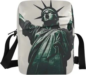 Sling Bag Statue Of Liberty Print for Women Men, Small Crossbody Bags Purse with Phone Card Passport Compartment 6.6×9.4×2.5 IN