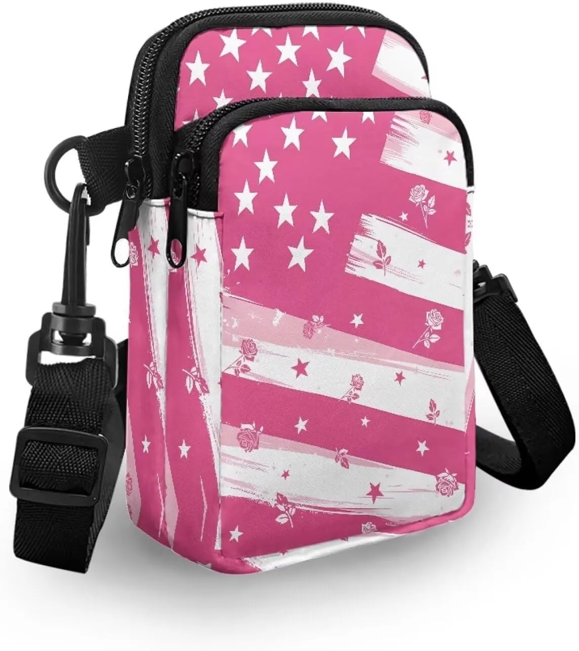 Small Cross Body Purse Trendy Phone Double Layer Shoulder Bags for Women Zip Messenger Bag