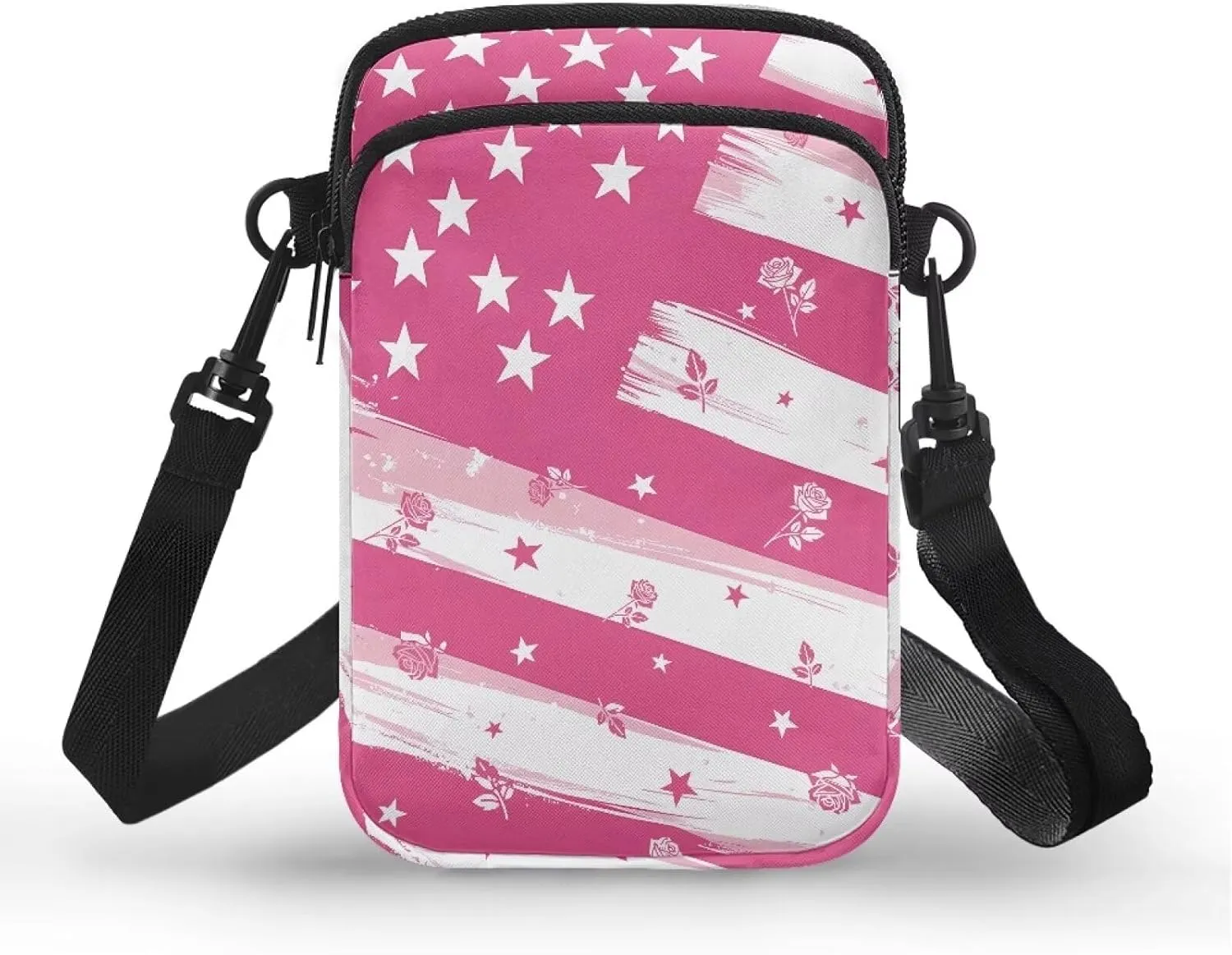 Small Cross Body Purse Trendy Phone Double Layer Shoulder Bags for Women Zip Messenger Bag