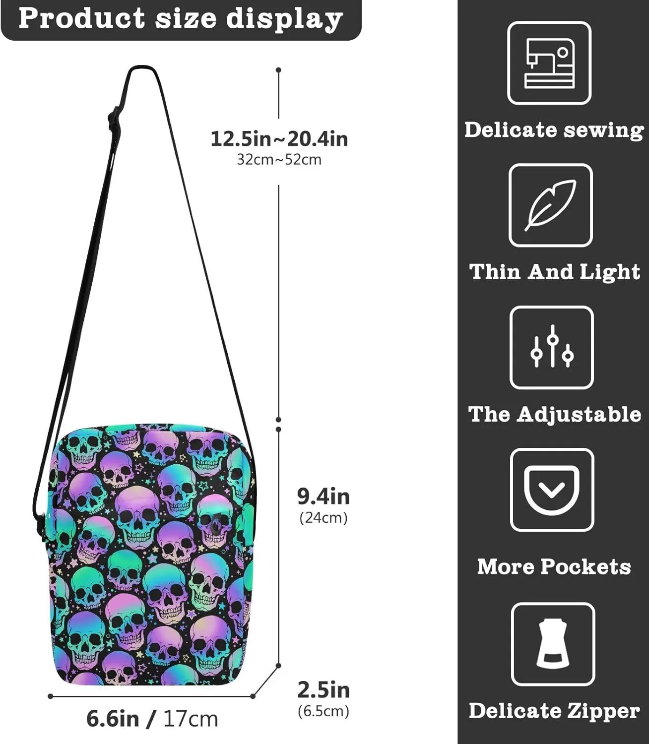 Small Crossbody Bag for Men Women Mini Messenger Bag Shoulder Handbag With Adjustable Straps