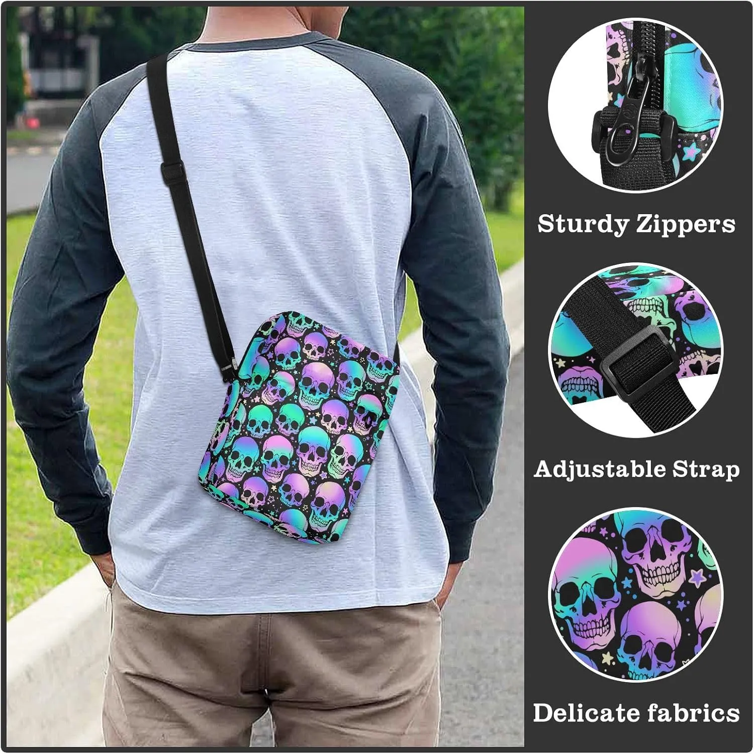 Small Crossbody Bag for Men Women Mini Messenger Bag Shoulder Handbag With Adjustable Straps