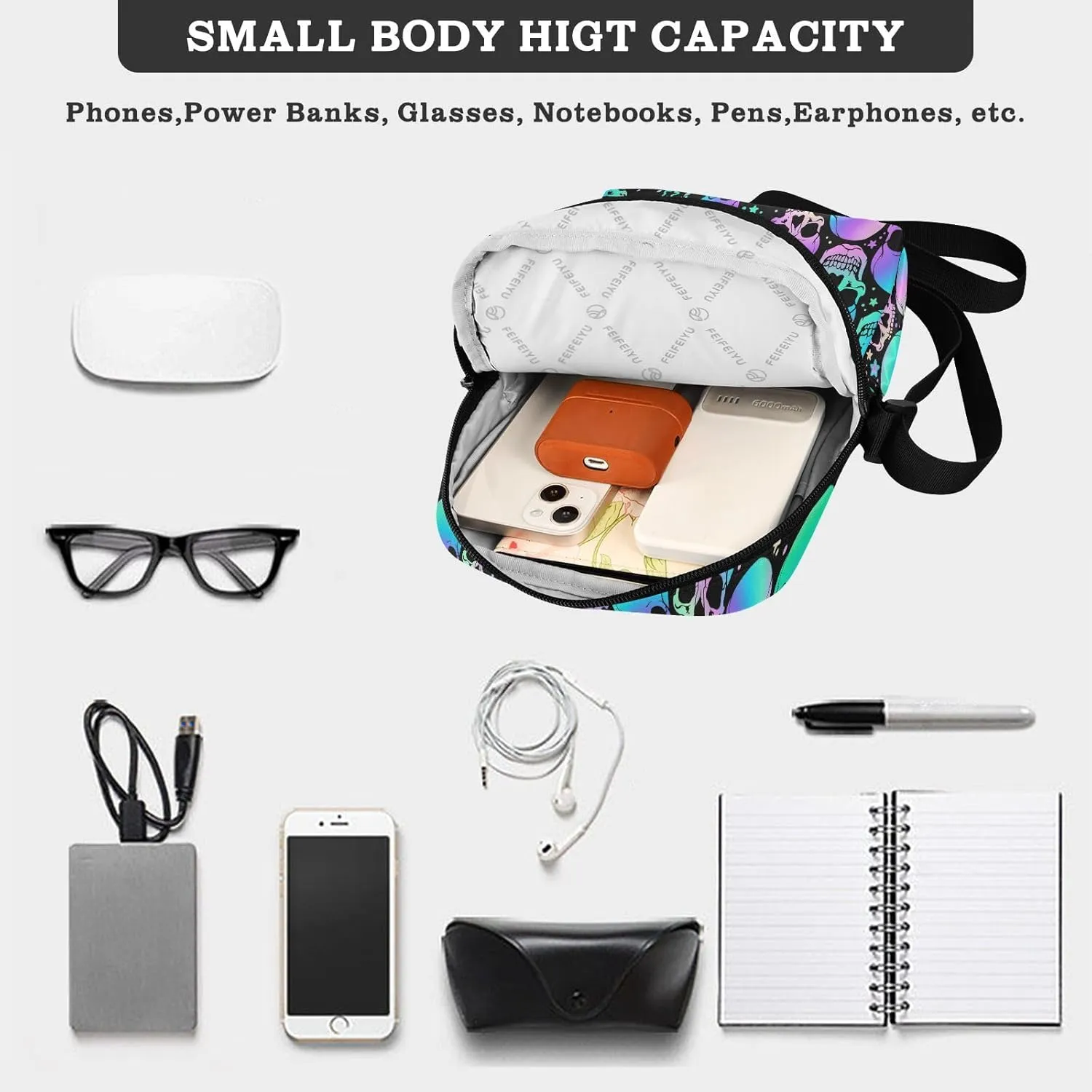Small Crossbody Bag for Men Women Mini Messenger Bag Shoulder Handbag With Adjustable Straps