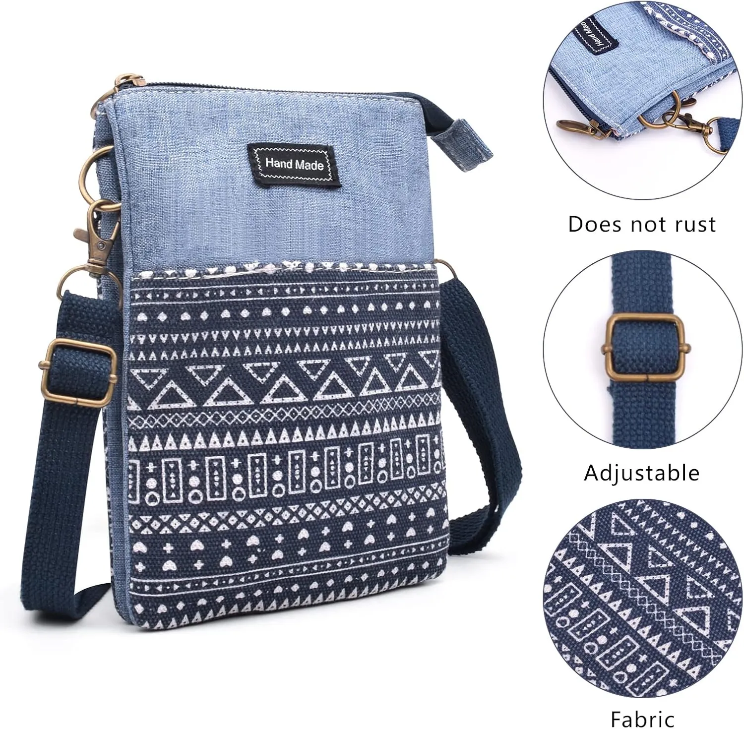 Small Crossbody Bag for Women Mobile Phone Purse National Pattern Shoulder Bag Handbags Coin Pouch for Women