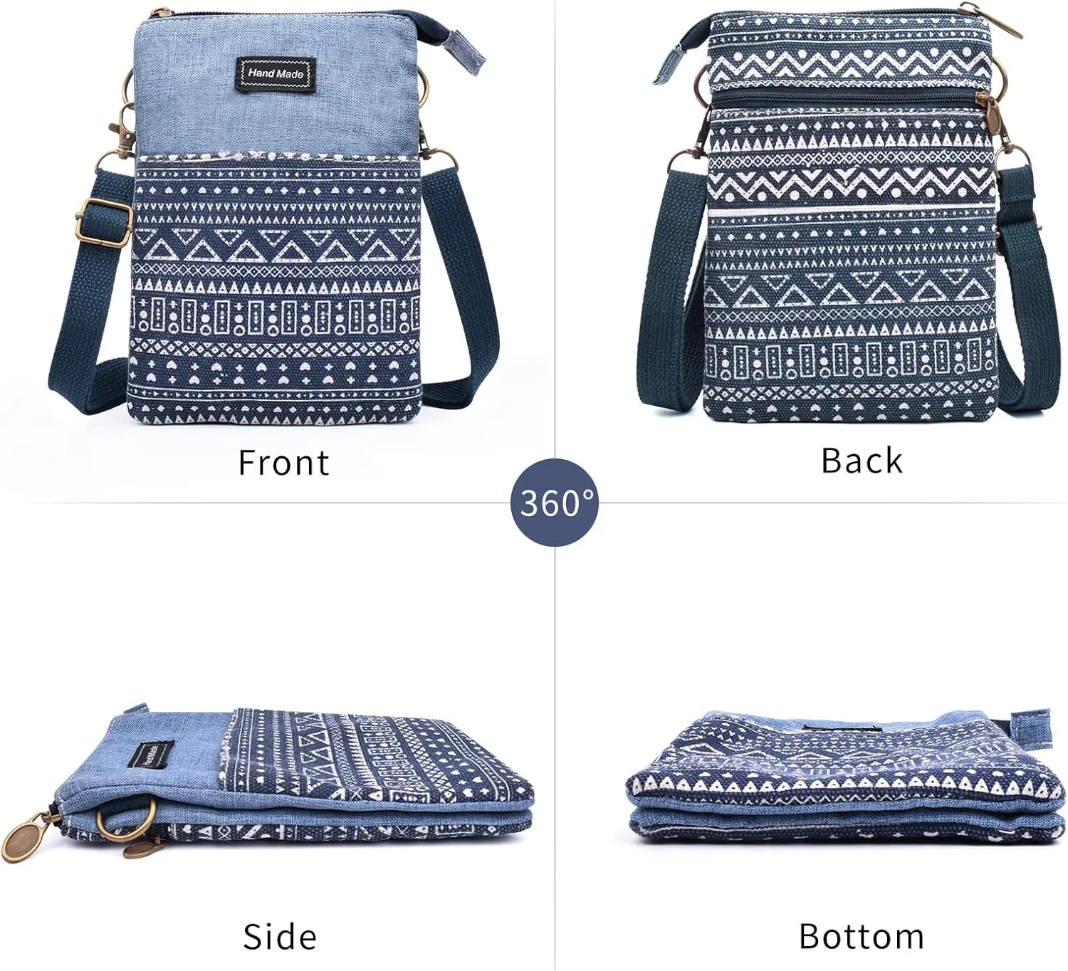 Small Crossbody Bag for Women Mobile Phone Purse National Pattern Shoulder Bag Handbags Coin Pouch for Women