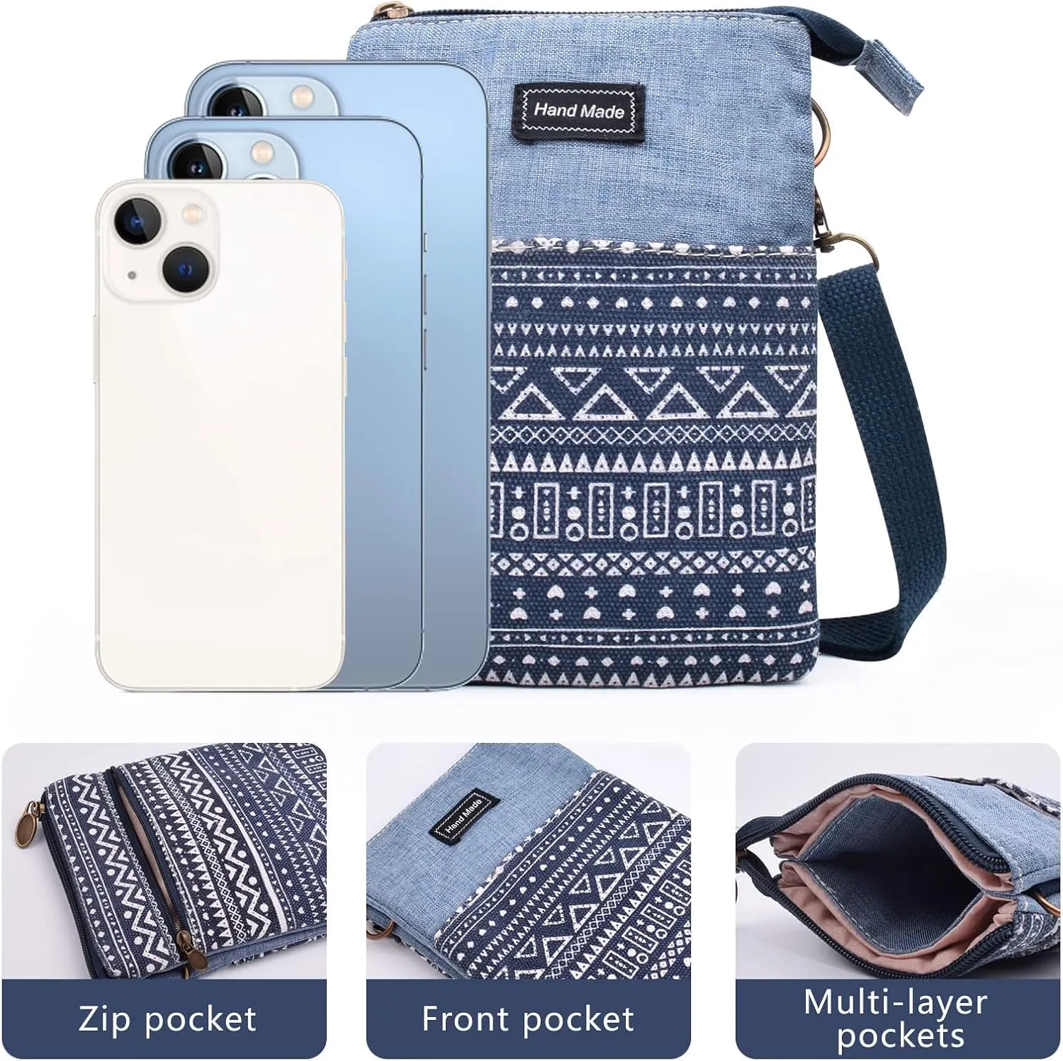 Small Crossbody Bag for Women Mobile Phone Purse National Pattern Shoulder Bag Handbags Coin Pouch for Women
