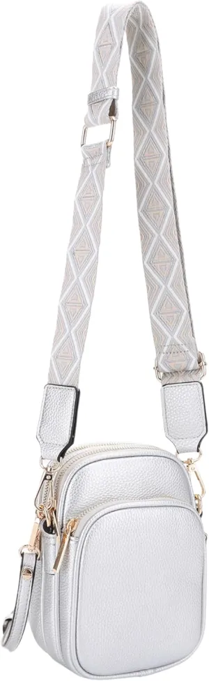 Small Crossbody Bag for Women, Triple Compartment Shoulder Bag with Double Strap