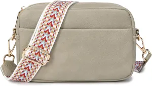 Small Crossbody Bag with Wide Guitar Strap Camera Purse Shoulder Handbag Satchel