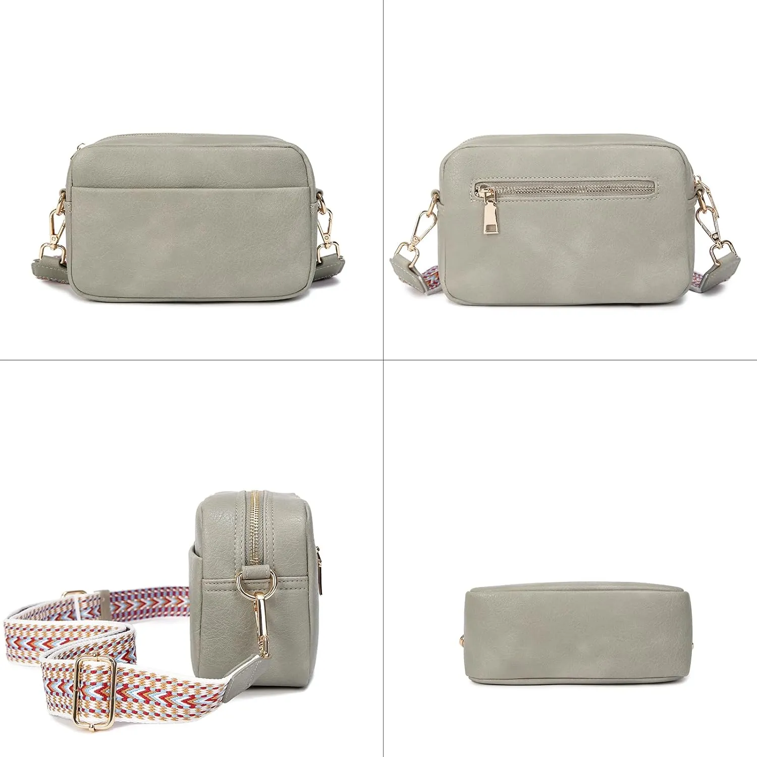 Small Crossbody Bag with Wide Guitar Strap Camera Purse Shoulder Handbag Satchel