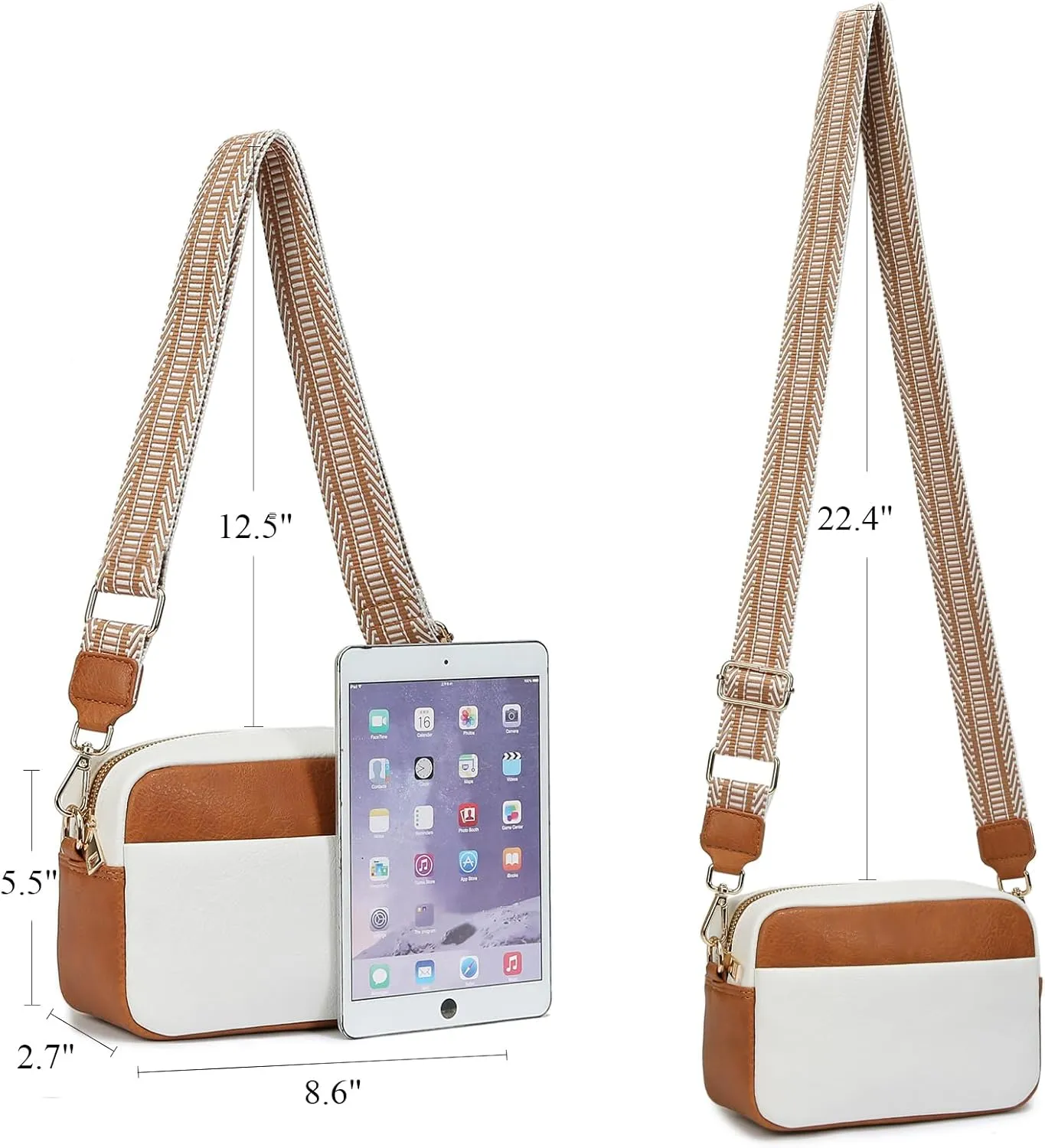Small Crossbody Bag with Wide Guitar Strap Camera Purse Shoulder Handbag Satchel