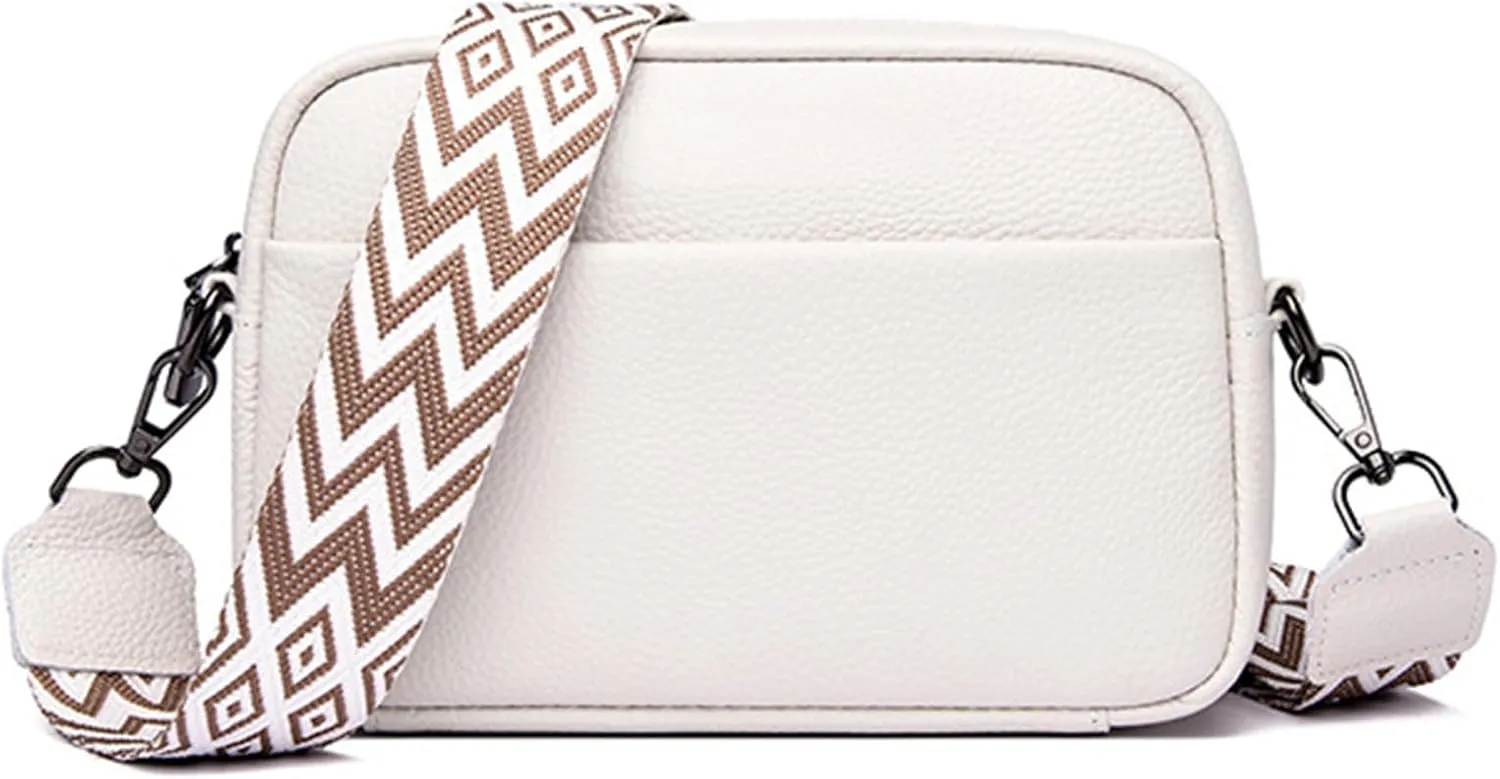 Small Crossbody Bag with Wide Guitar Strap Camera Purse Shoulder Handbag Satchel