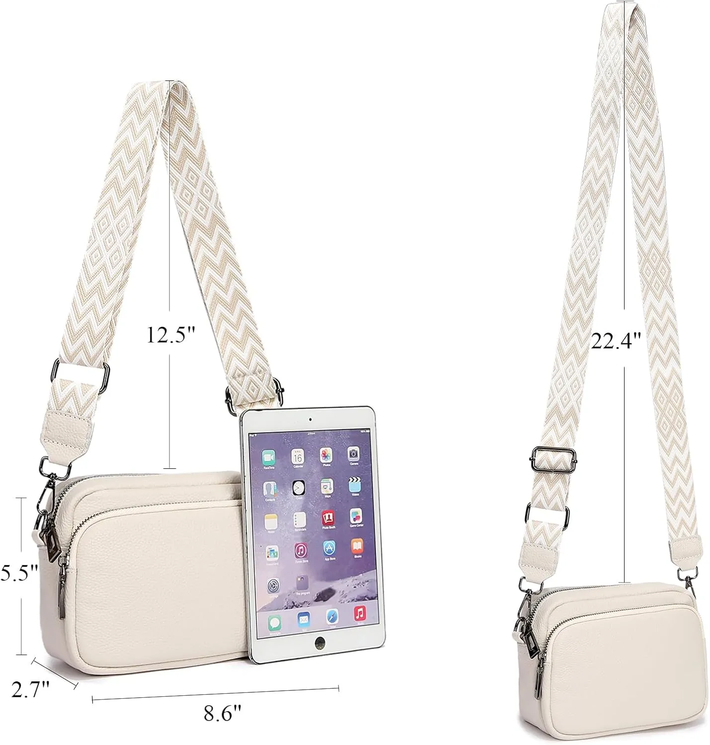 Small Crossbody Bag with Wide Guitar Strap Camera Purse Shoulder Handbag Satchel