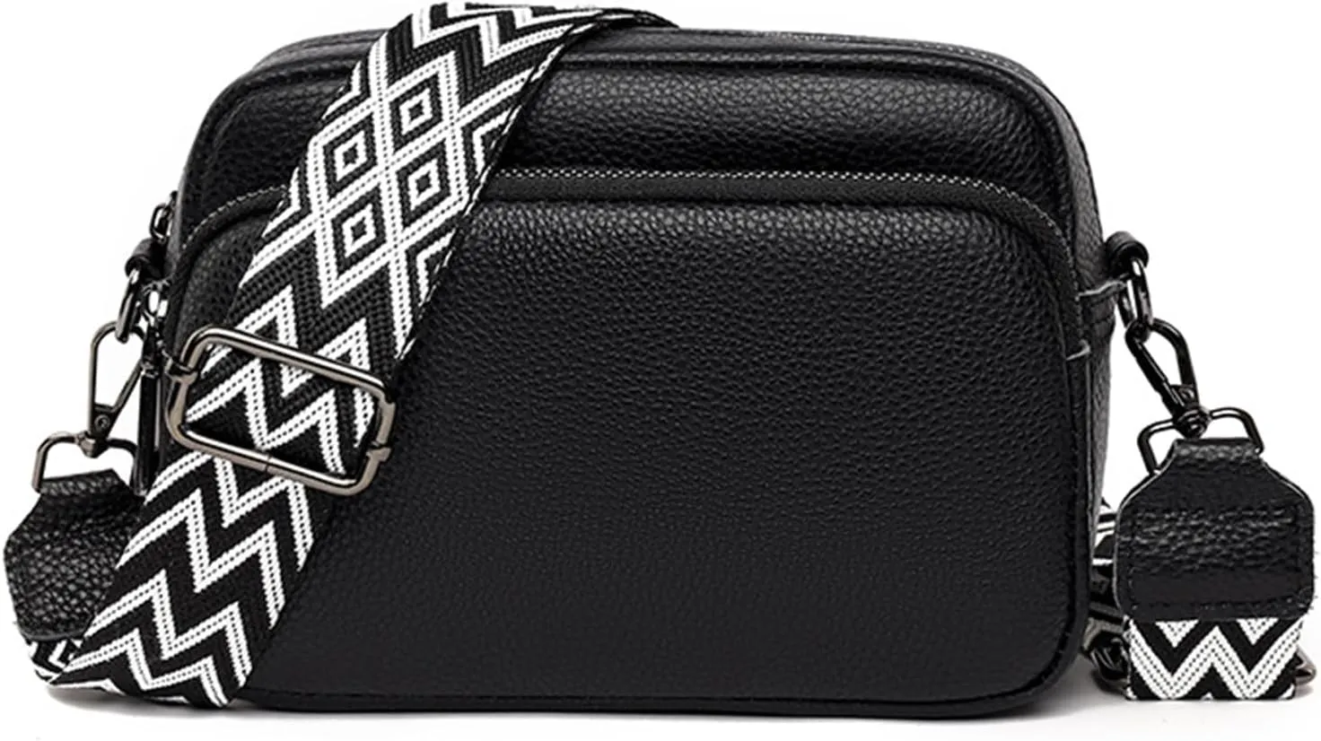 Small Crossbody Bag with Wide Guitar Strap Camera Purse Shoulder Handbag Satchel