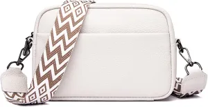 Small Crossbody Bag with Wide Guitar Strap Camera Purse Shoulder Handbag Satchel