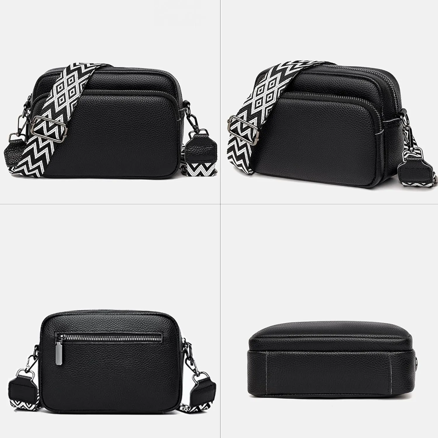 Small Crossbody Bag with Wide Guitar Strap Camera Purse Shoulder Handbag Satchel