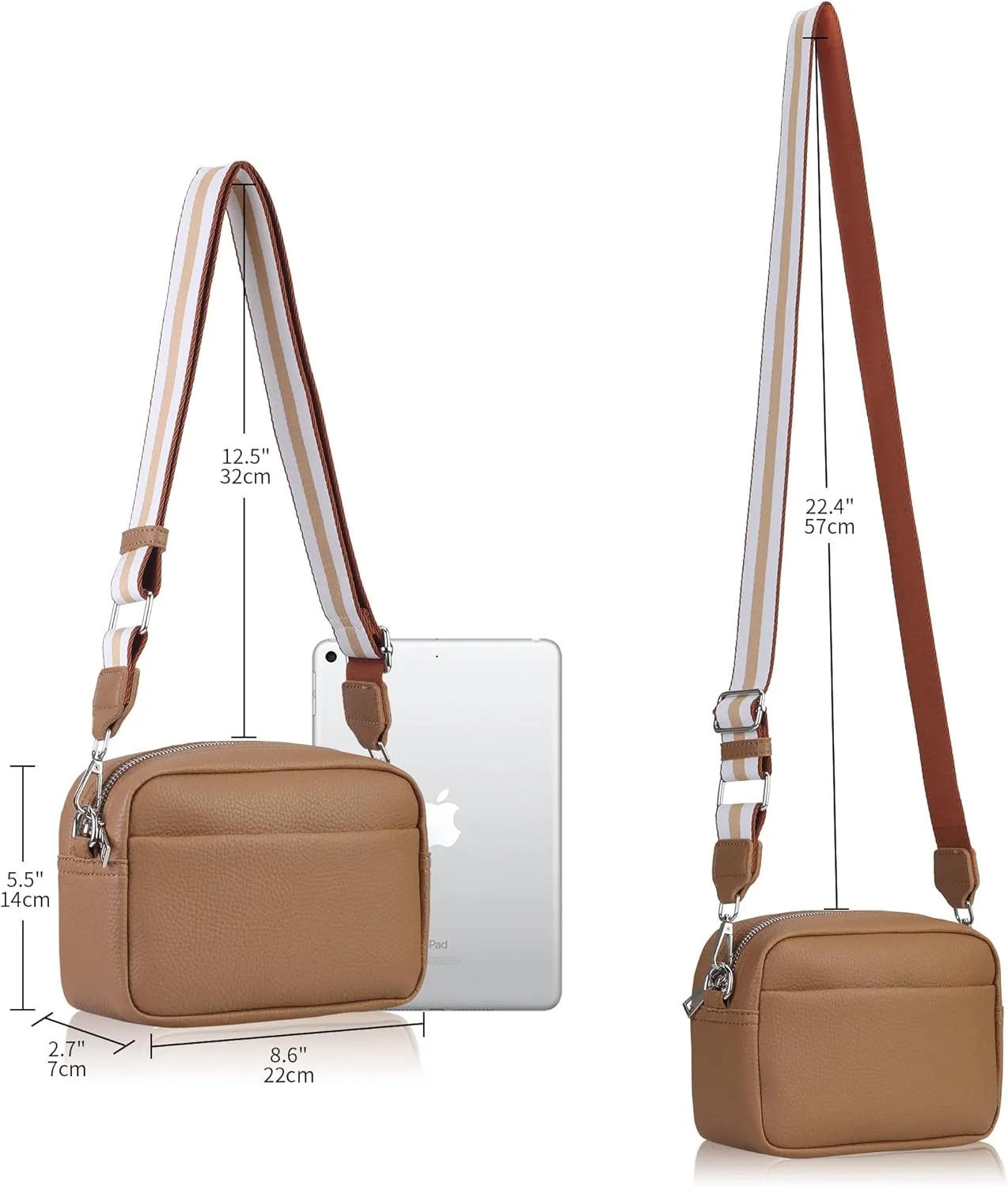Small Crossbody Bag with Wide Guitar Strap Camera Purse Shoulder Handbag Satchel