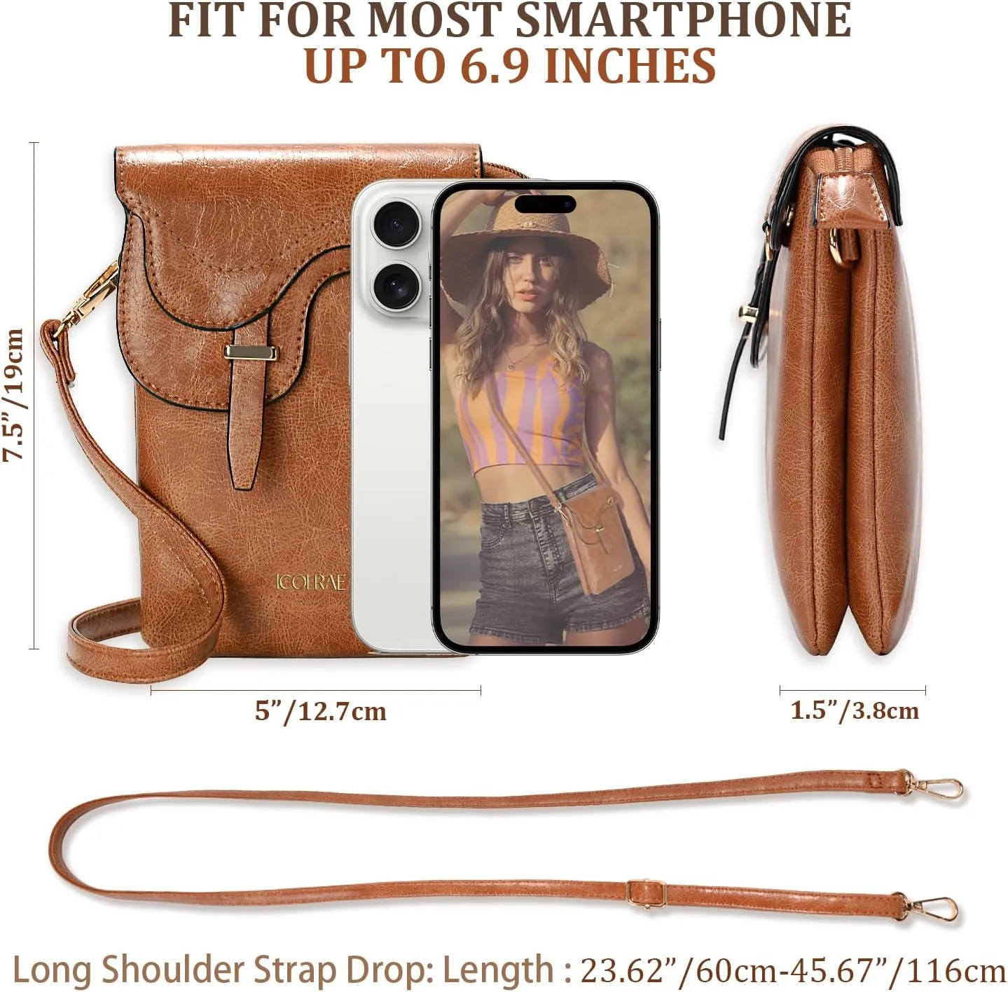 Small Crossbody Bags For Women Trendy Vegan Leather Cell Phone Purse Crossbody Adjustable Strap Handbags