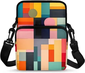 Small Crossbody Bags Straps Replacement Crossbody Purse Everywhere Belt Bag with Adjustable Strap Fashion Sling Purse Shoulder Bag for Women Men, Colorful Geometry Pattern