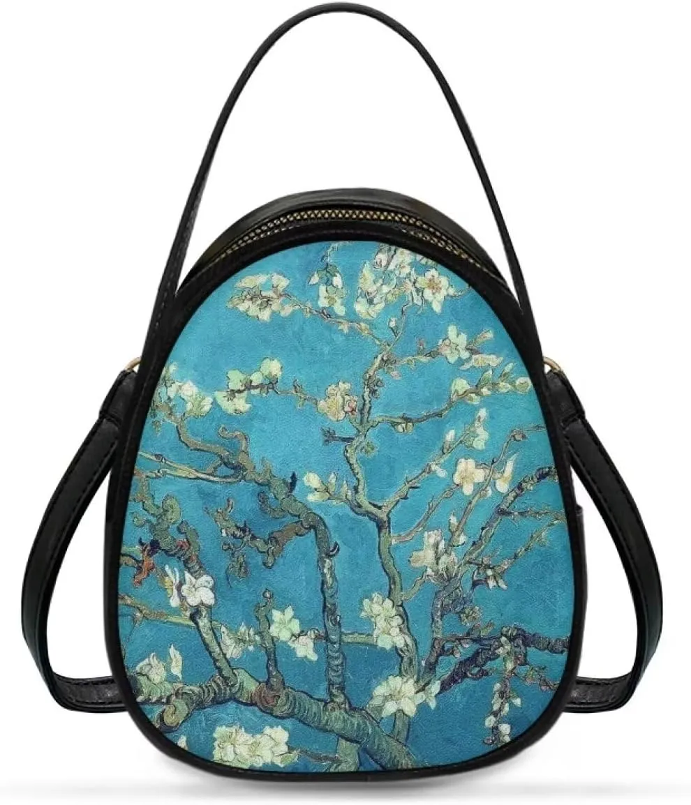 Small Crossbody Purse Bag for Women Travel, Van Gogh Monet Sling Handbag PU Leather Phone Holder for Art Lover