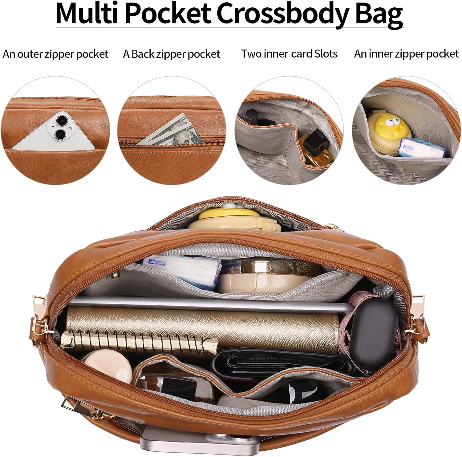 Small Crossbody Purse Leather Crossbody Bags for Women Fashion Handbag Cell Phone Crossover Shoulder Bag for Women