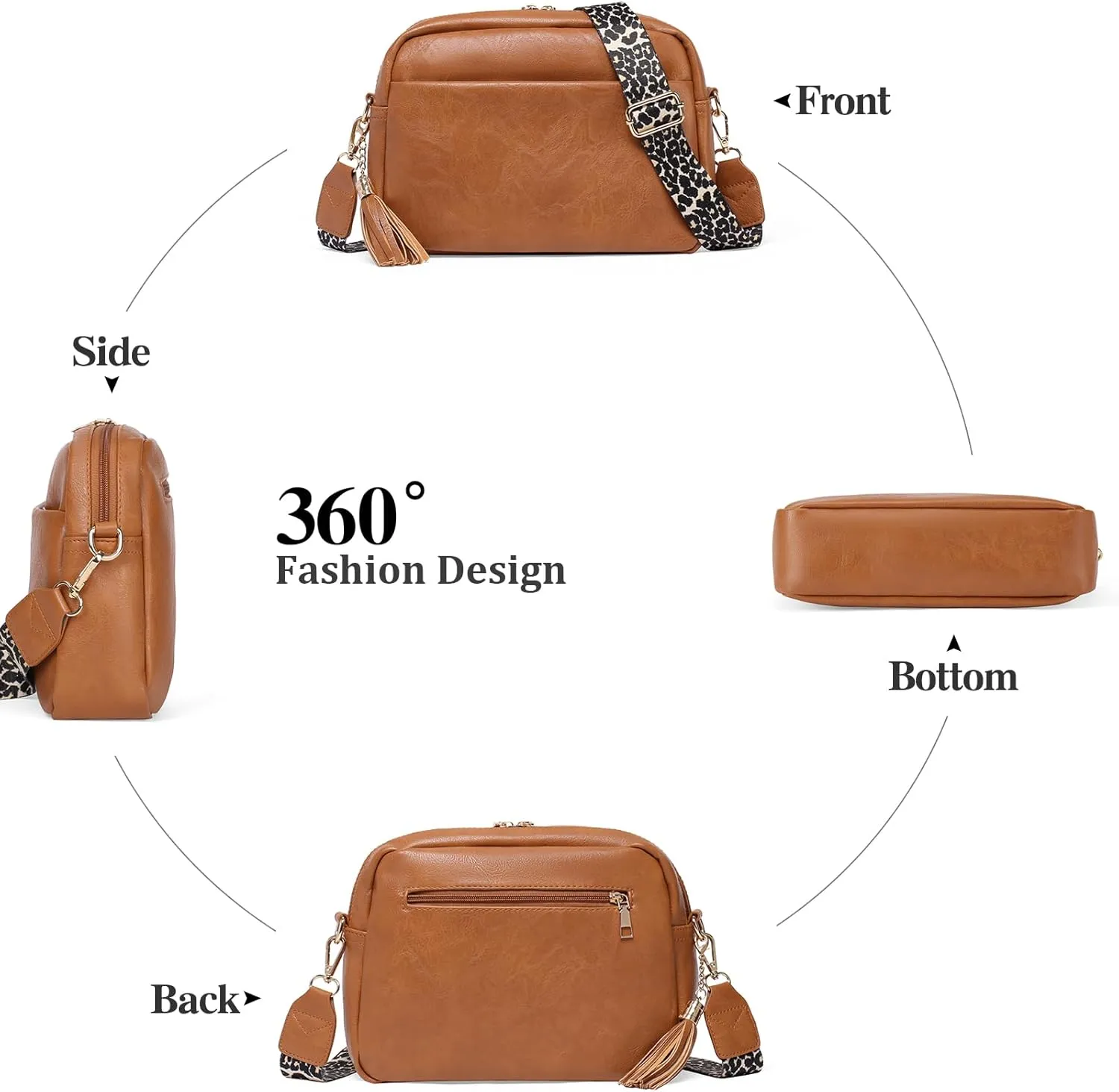 Small Crossbody Purse Leather Crossbody Bags for Women Fashion Handbag Cell Phone Crossover Shoulder Bag for Women