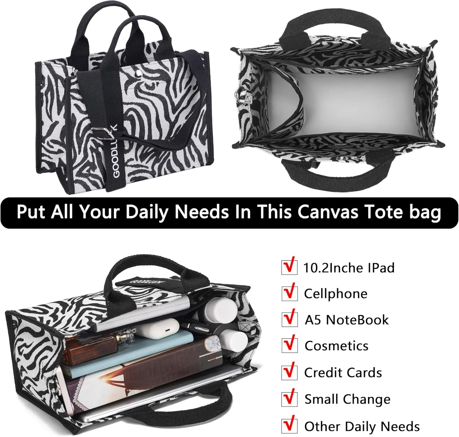 Small Cute Canvas Tote Bag for Women,Crossbody Purse Everyday Satchel Shoulder Work Bags Handbags for Gift Beach Book