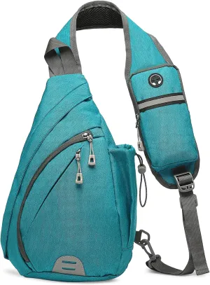 Small Sling Bag Crossbody Hiking Bag 9.36L Shoulder Bag with Headphone Jack, Man Women Crossbody Casual Backpack for Travel, Camping (Green)