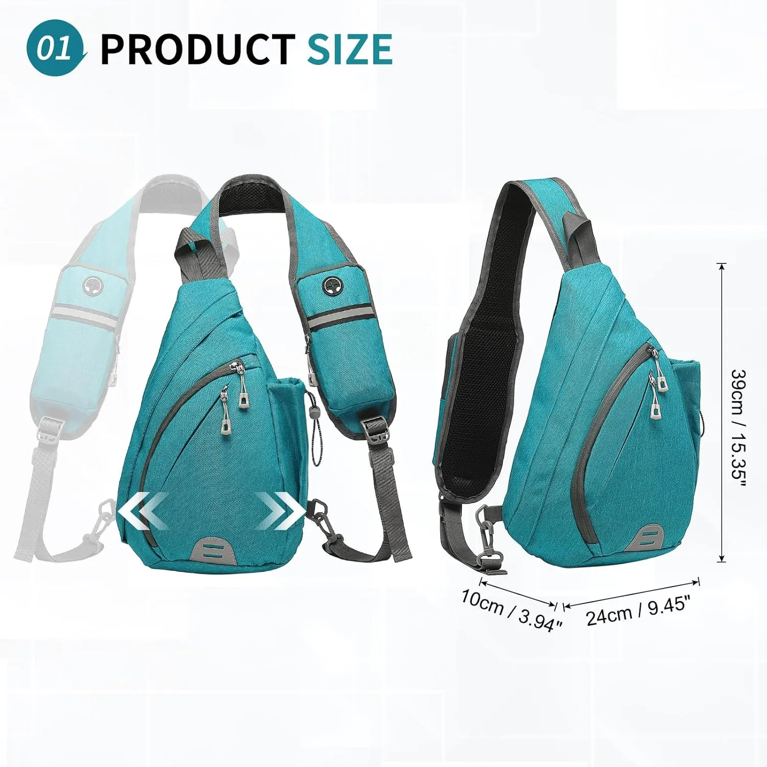 Small Sling Bag Crossbody Hiking Bag 9.36L Shoulder Bag with Headphone Jack, Man Women Crossbody Casual Backpack for Travel, Camping (Green)