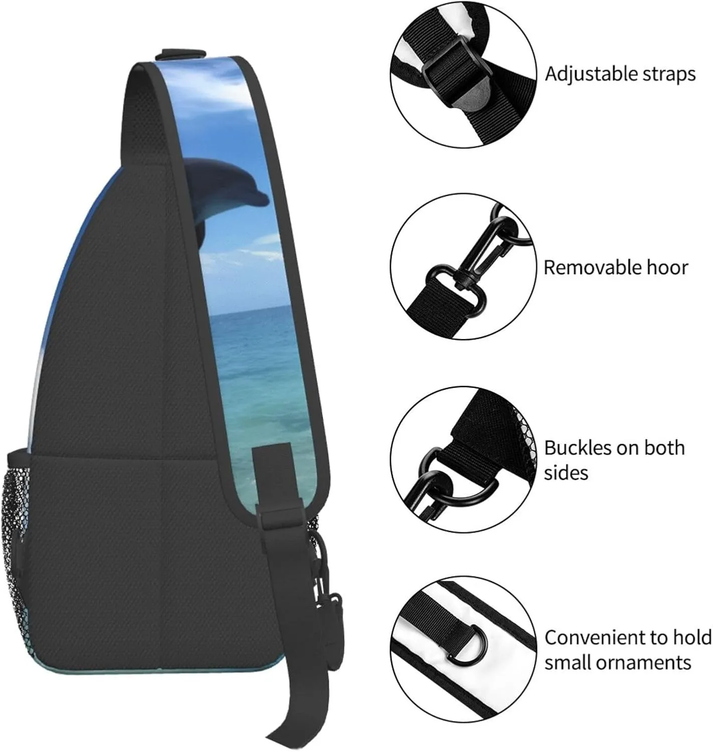 Small Sling Bag Jumping Whales Crossbody Backpack For Men & Women,Stylish Cross Chest Bag Diagonally