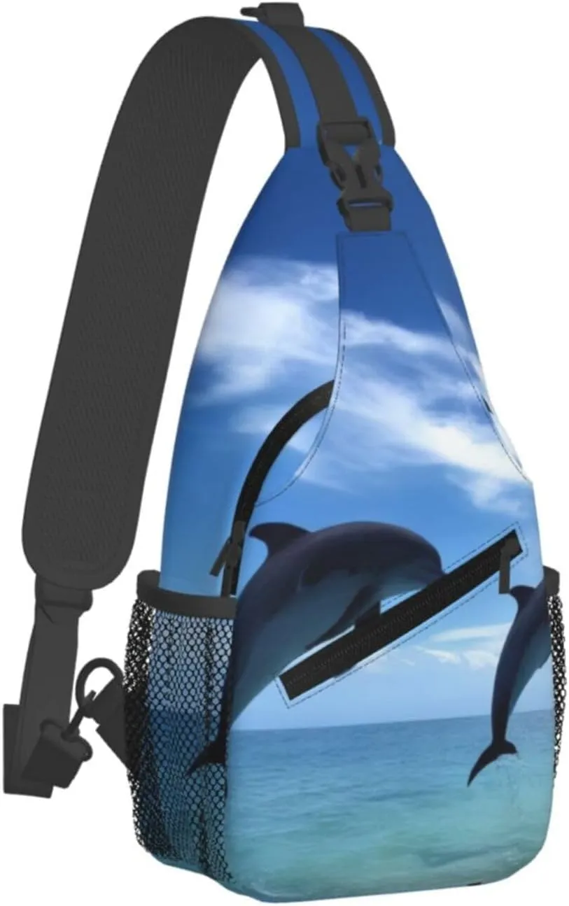 Small Sling Bag Jumping Whales Crossbody Backpack For Men & Women,Stylish Cross Chest Bag Diagonally