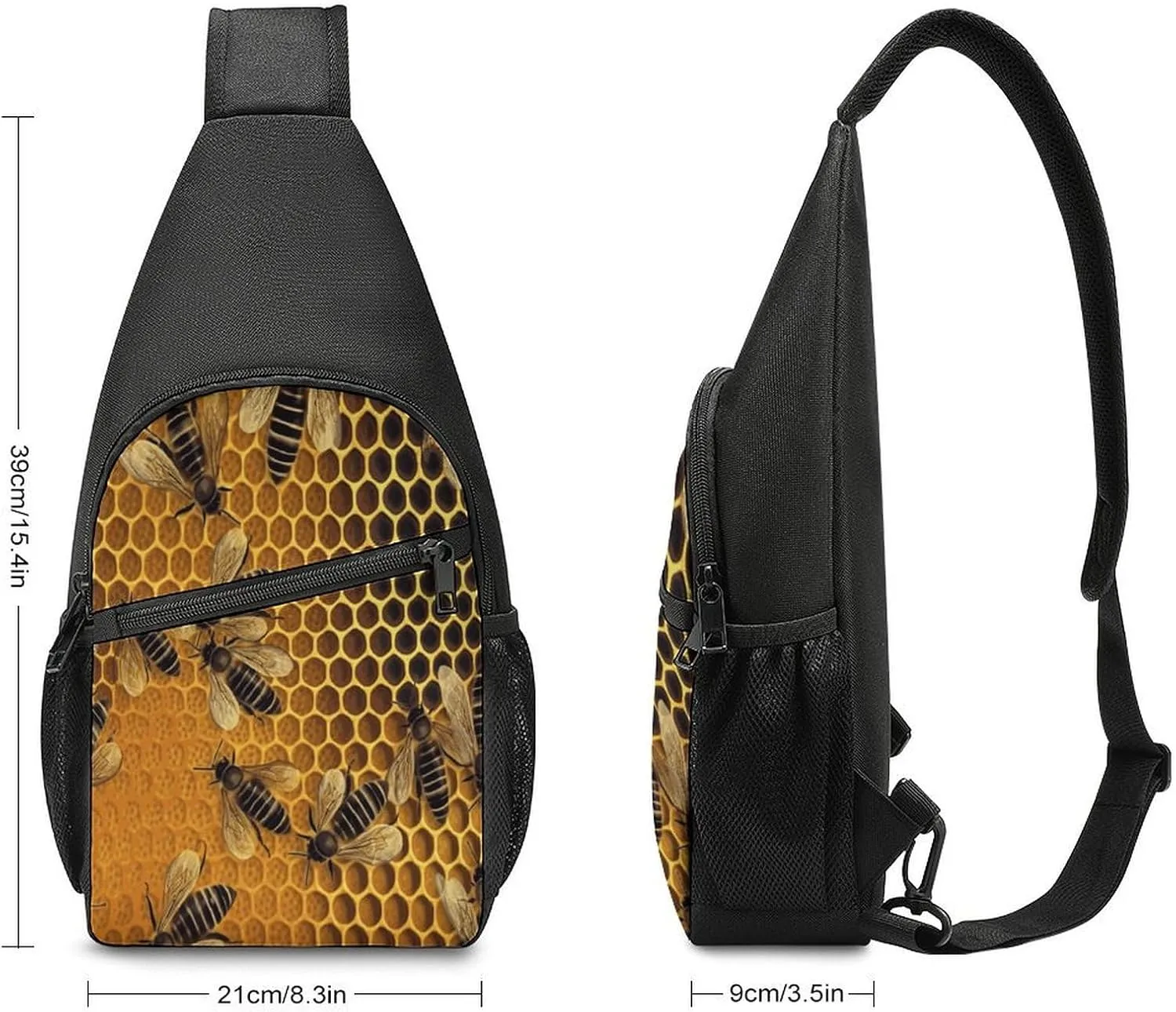 Small Sling Chest Bag Crossbody Bag for Men Women,Bees on Hive Lightweight Gym Daypack for Travel Cycling Hiking