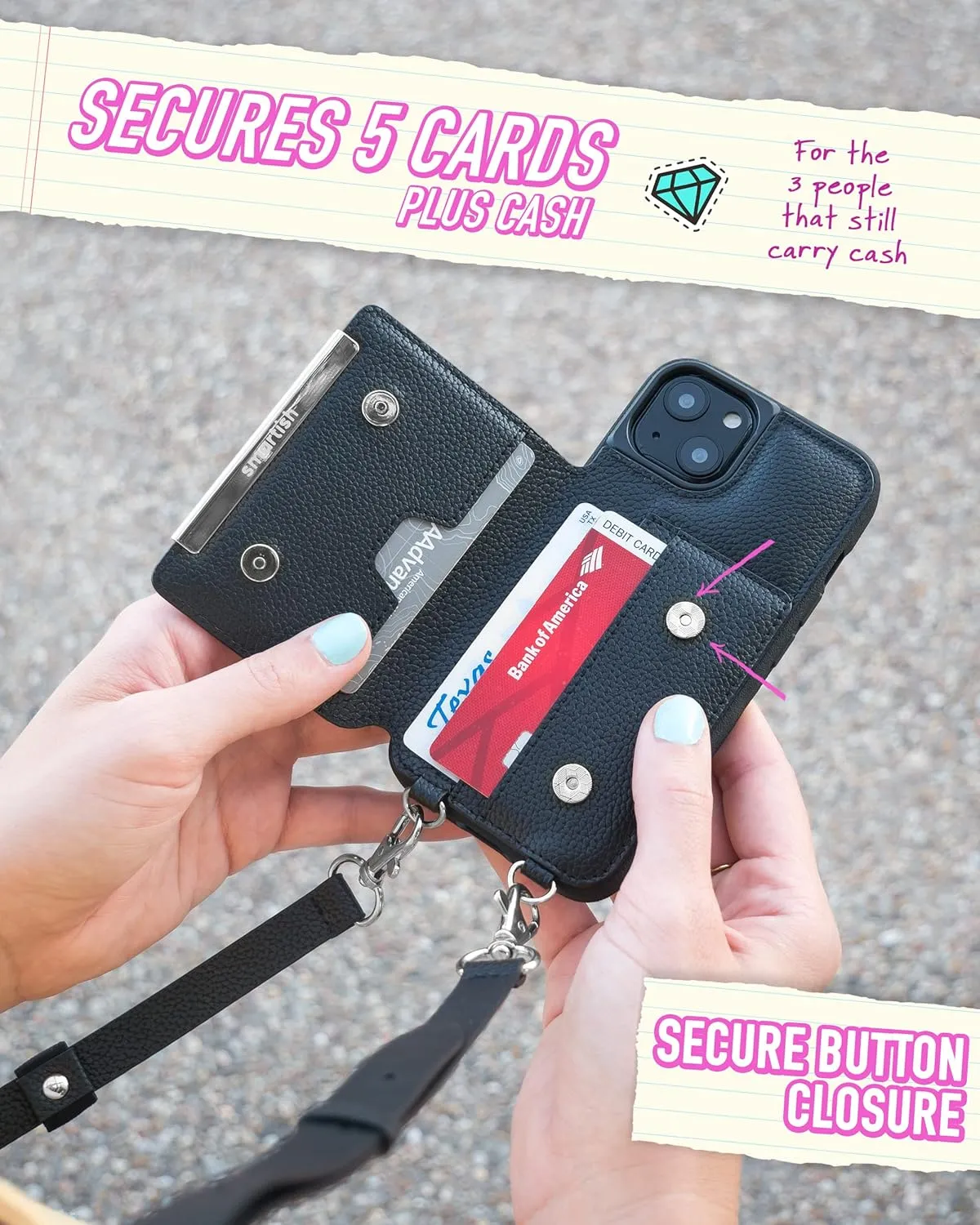 Smartish iPhone 13 Crossbody Wallet Case for Women - Dancing Queen [Purse/Clutch with Detachable Strap & Wristlet] Protective Cover with Credit Card Holder - Flavor of The Month