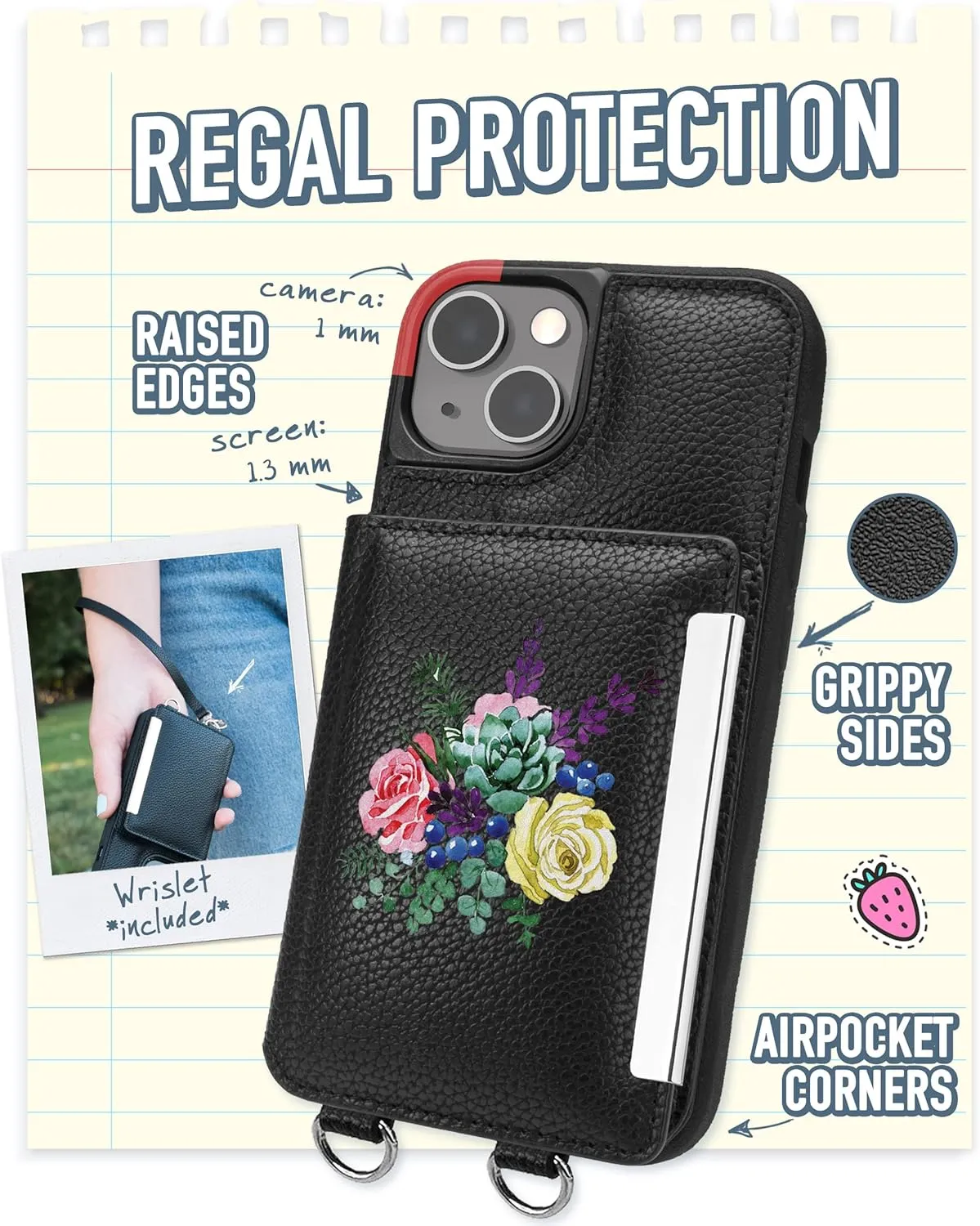 Smartish iPhone 13 Crossbody Wallet Case for Women - Dancing Queen [Purse/Clutch with Detachable Strap & Wristlet] Protective Cover with Credit Card Holder - Flavor of The Month