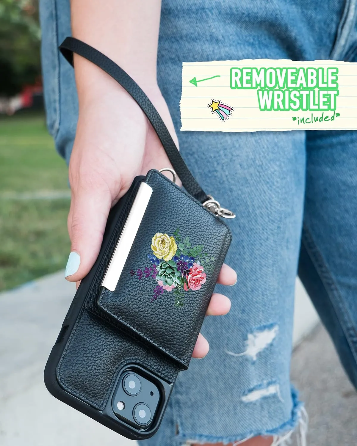 Smartish iPhone 13 Crossbody Wallet Case for Women - Dancing Queen [Purse/Clutch with Detachable Strap & Wristlet] Protective Cover with Credit Card Holder - Flavor of The Month