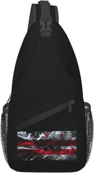 Smoke Flag Of The District Of Columbia Crossbody Bags For Women Men Chest Backpack Gym Shoulder Bag Travel Outdoor Sports Casual Crossbody Bags
