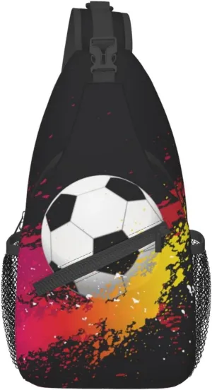 Soccer Color Splash Ink Collision Chest Sling Bag Crossbody Shoulder Backpack Bag Gym Cycling Travel Hiking Daypack Cross bag