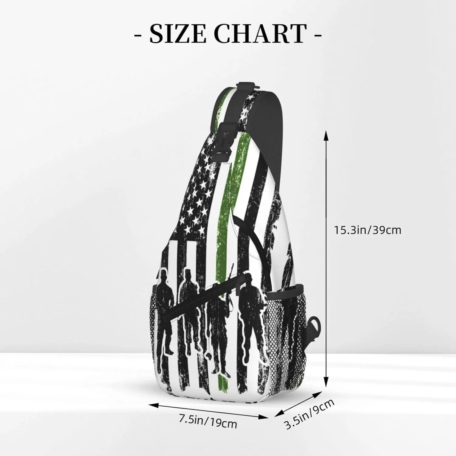 Soldiers American Flag Crossbody Sling Bag Chest Bags Casual Shoulder Backpack Sport Fanny Pack Gym Diagonally Daypack with Adjustable Strap for Running
