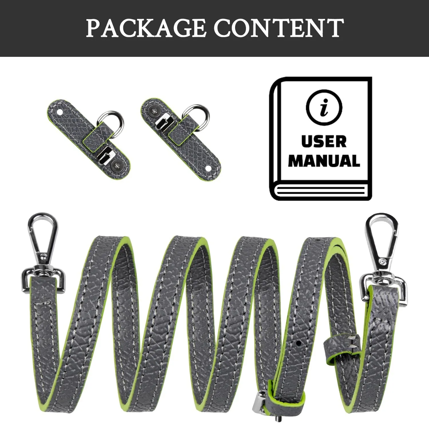 SOPROM Crossbody Strap Replacement for Longchamp Pouch with Handle Mini Bag Adjustable Conversion Kit for Long Champ(Width:11mm,Color:Grey&Silver)