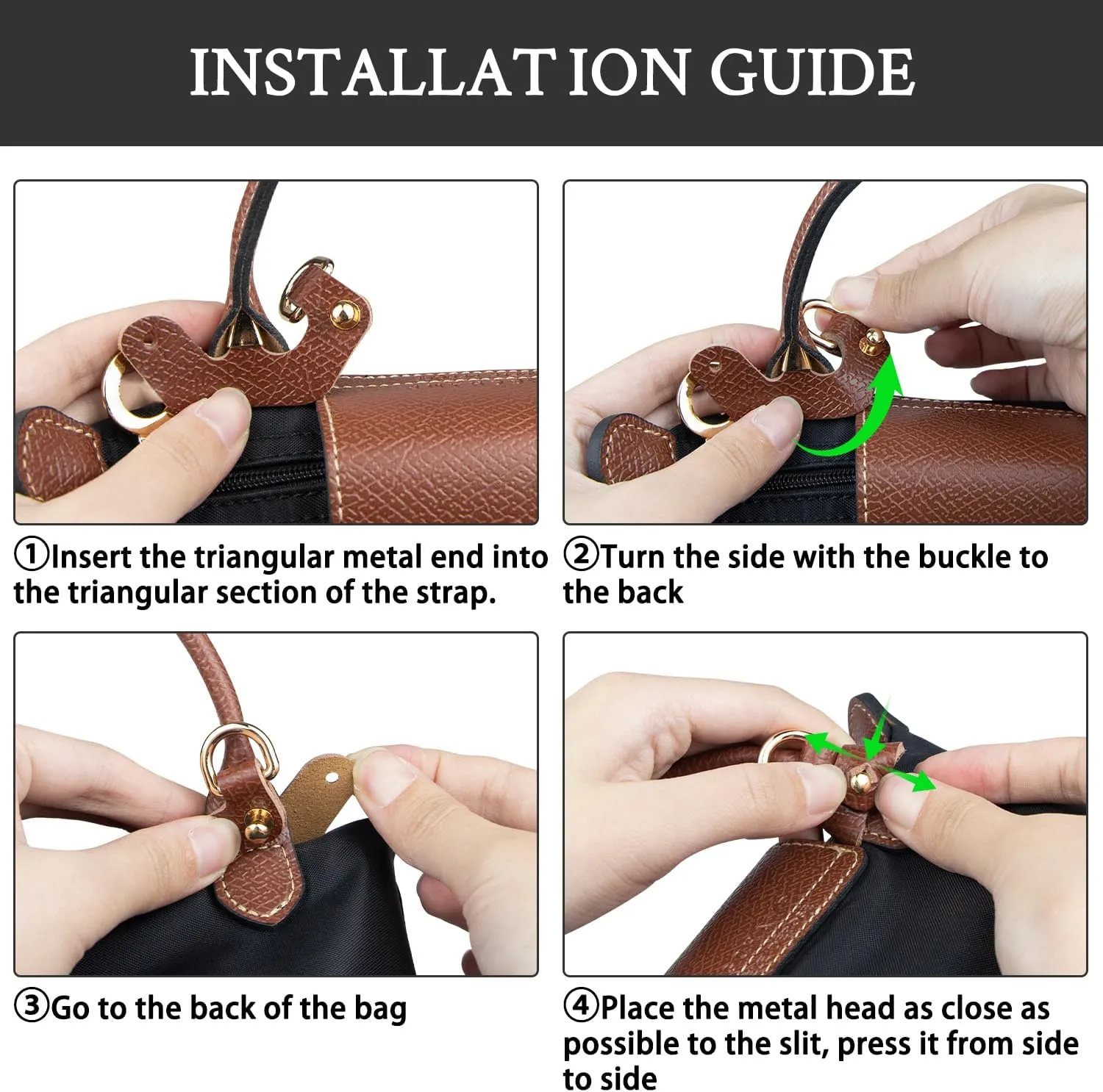 SOPROM Crossbody Strap Replacement for Longchamp Pouch with Handle Mini Bag Adjustable Conversion Kit for Long Champ(Width:12mm,Color:DarkGreen)