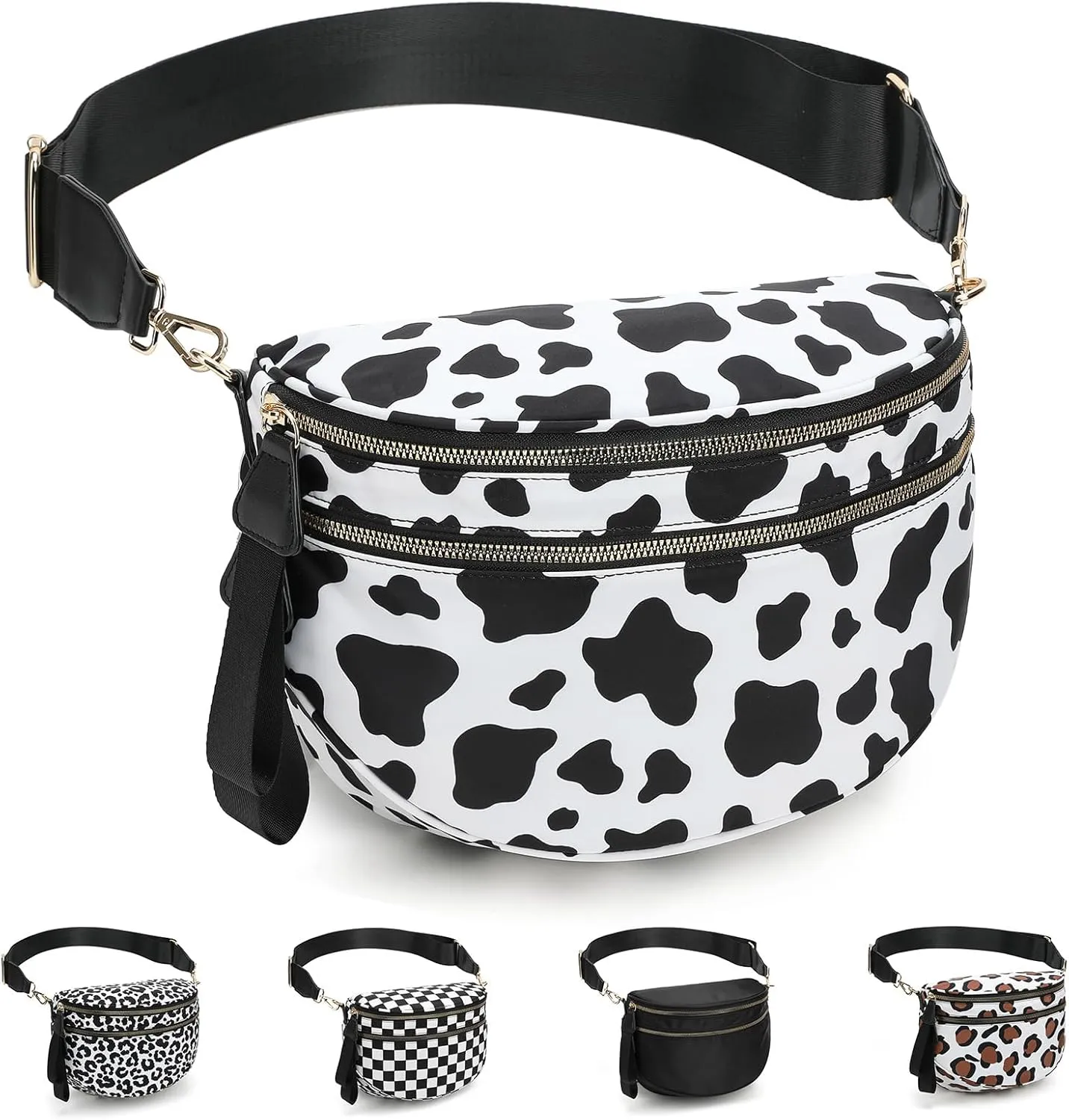 Spacious Checkered Crossbody Bum Bag，Nylon Crossbody Bag with Adjustable Strap for Women，Checkered Purse, Fanny Pack