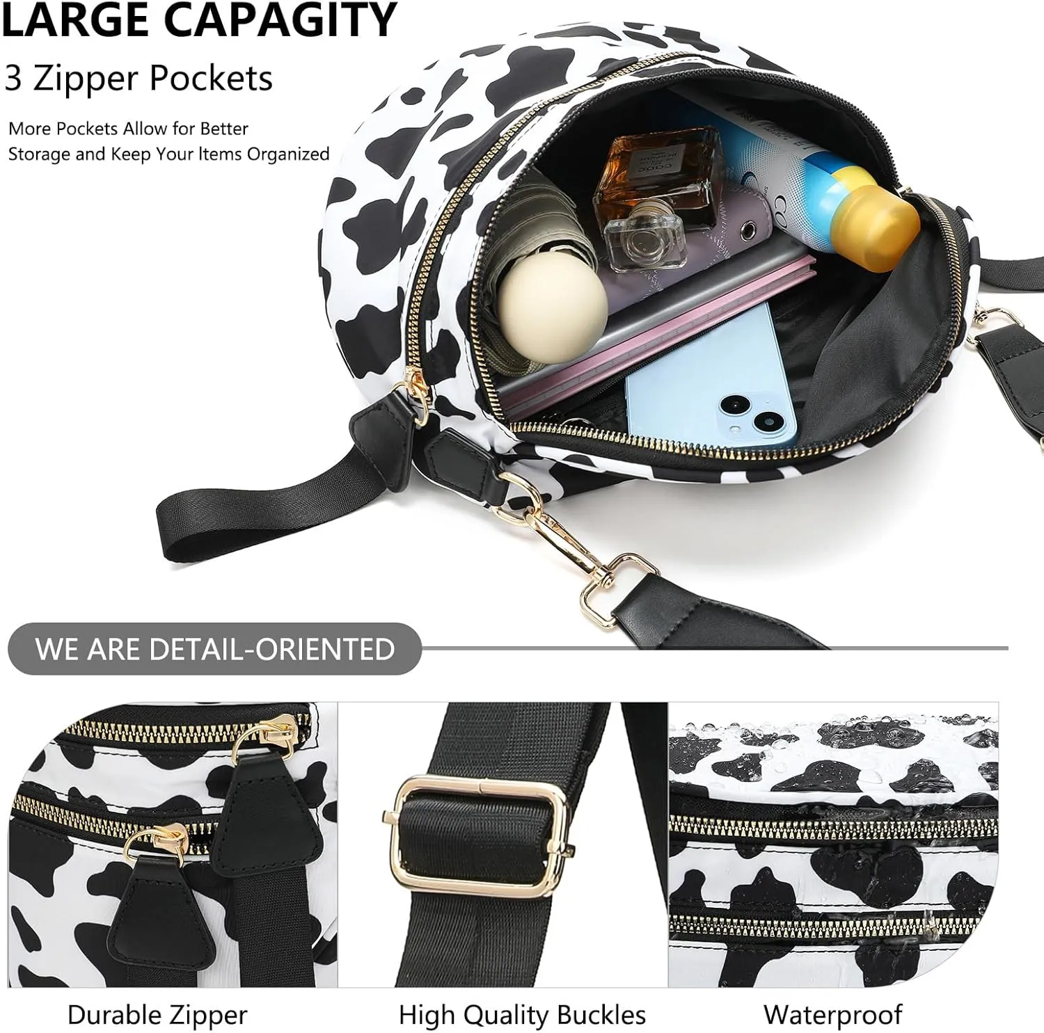 Spacious Checkered Crossbody Bum Bag，Nylon Crossbody Bag with Adjustable Strap for Women，Checkered Purse, Fanny Pack
