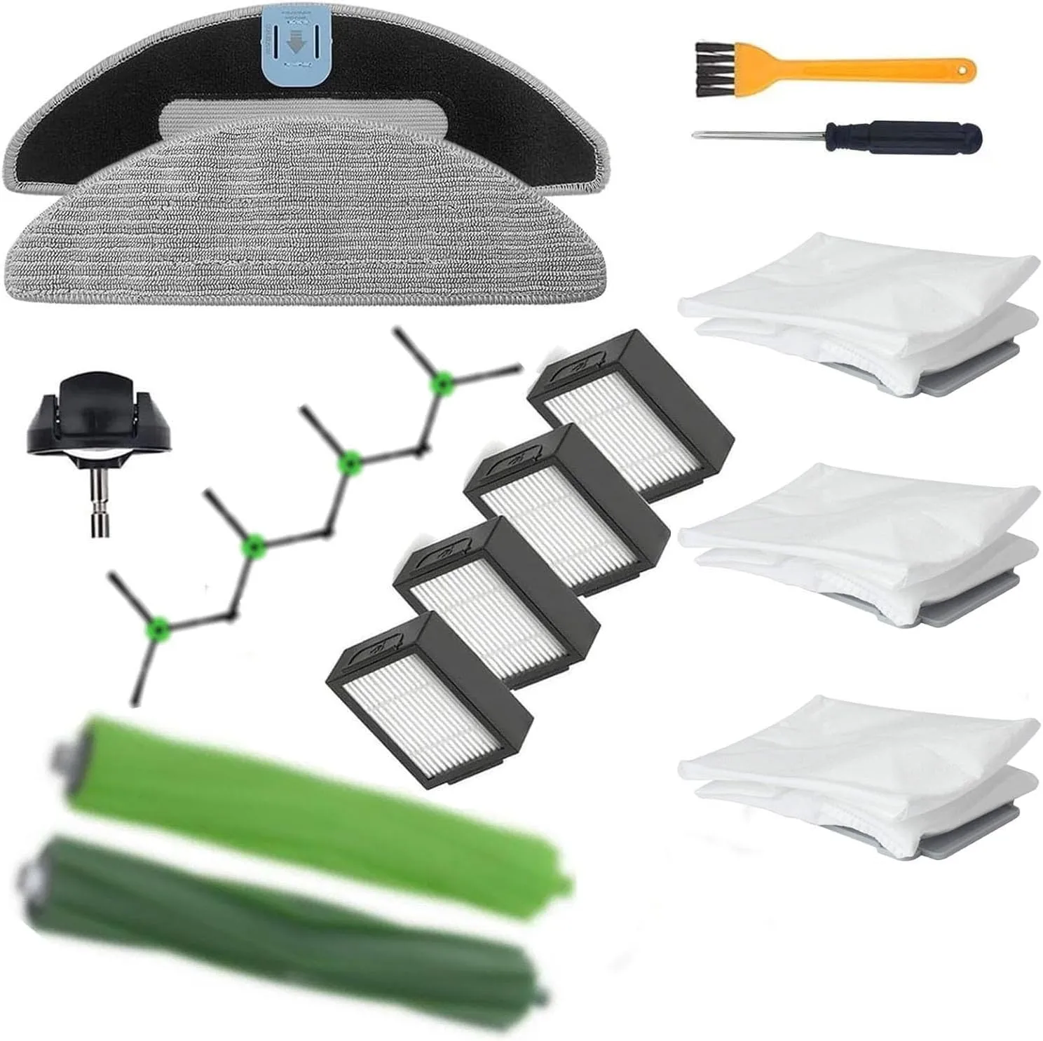 Specific for iRobot Combo j5 i5 i5  j5  Robot - 2 Roller Brushes   4 Filters   4 Side Brushes   3 Vacuum Bags   2 Mop Pads   1 Ball Wheel
