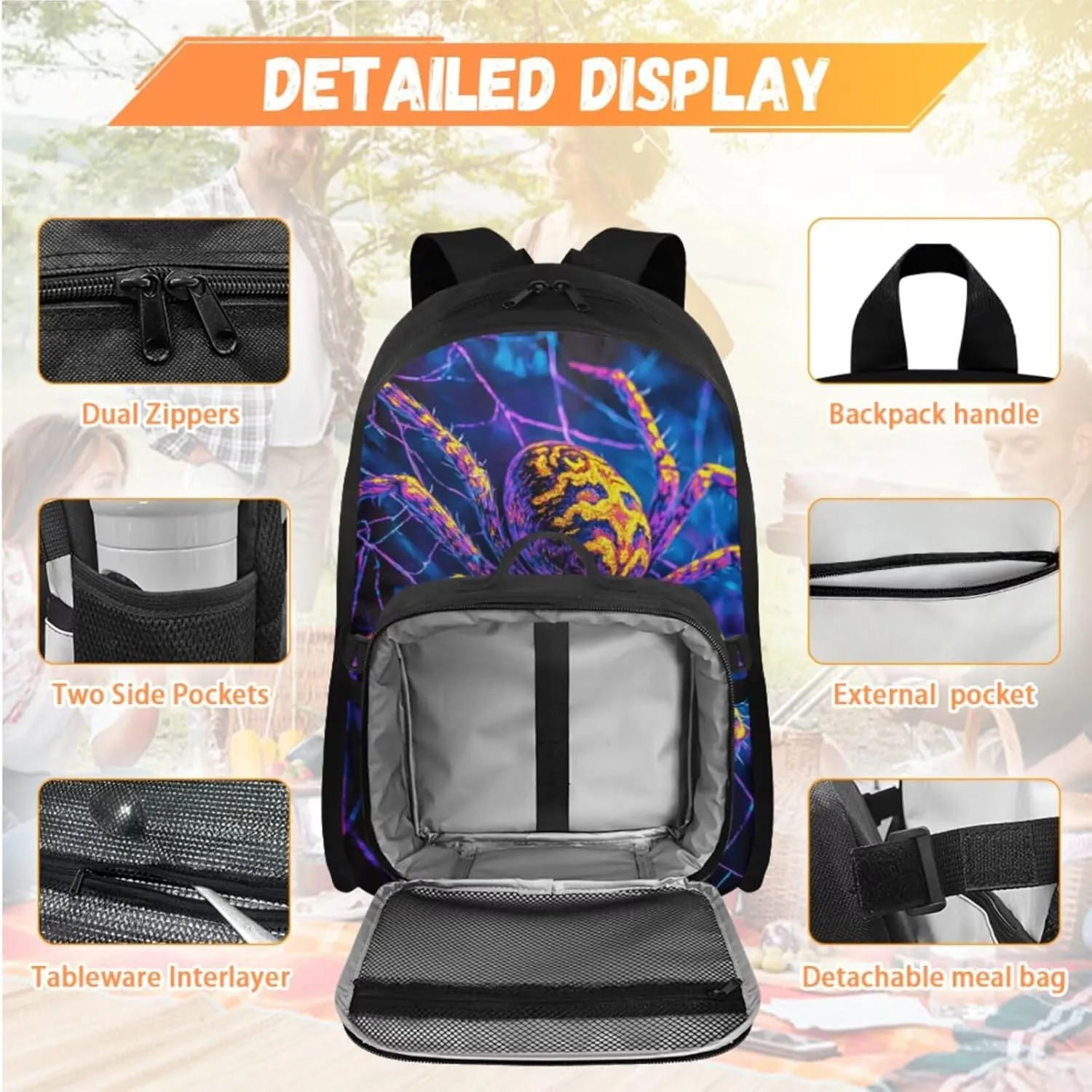 Spider Backpack for Boys with Lunch Box Cool Backpack for School Boys 8-10 6-8 Lightweight School Bag Set of 4 Kids Bookbag with Lunch Box Elementary Kindergarten Back Pack